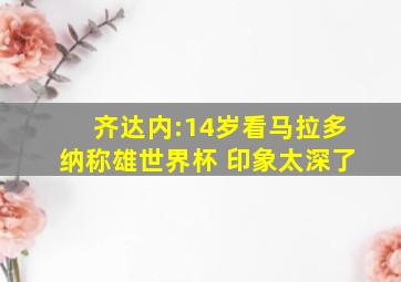 齐达内:14岁看马拉多纳称雄世界杯 印象太深了